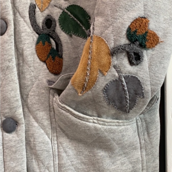 VTG 90’s Grey Cedars Quilted Coat Leather Nuts Leaves - Picture 6 of 16